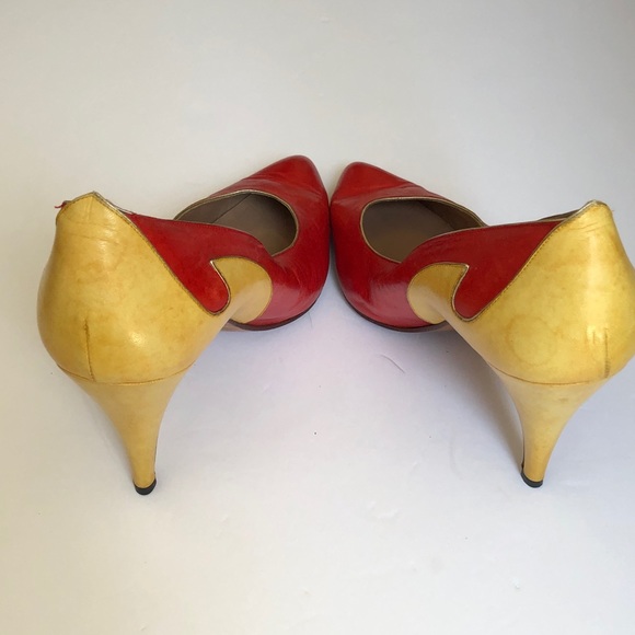 Maud Frizon Red Flame Pumps Heels Shoes. SZ 38 - Picture 2 of 7